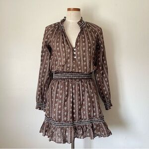 Veronica Beard Hazel Brown Eyelet Ruffle mini dress size Medium